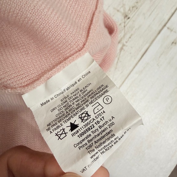 Tory Burch Kimberly Sweater Women S P Pink Merino Wool Bell Sleeve Gold Button - Picture 6 of 13